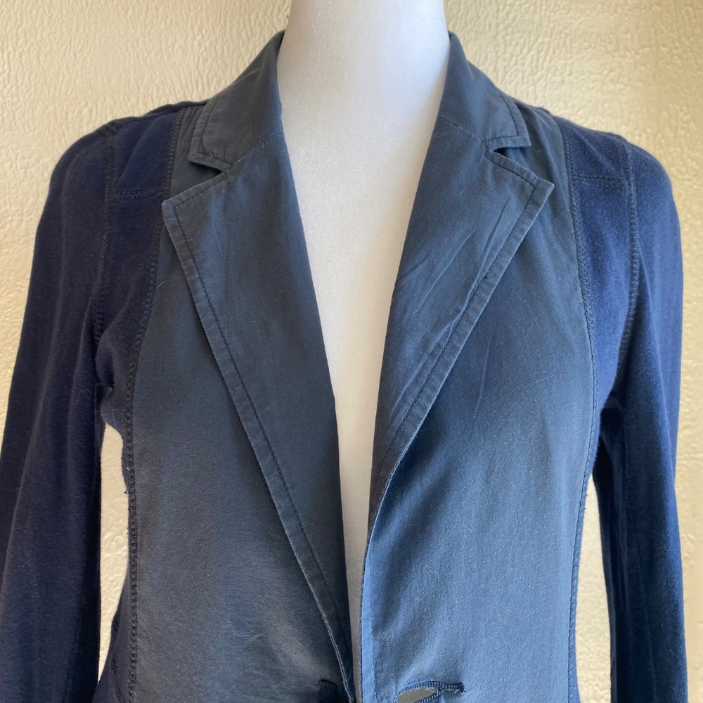 Free People navy blue t-shirt jacket with drawstring back Size 8 - Picture 3 of 16